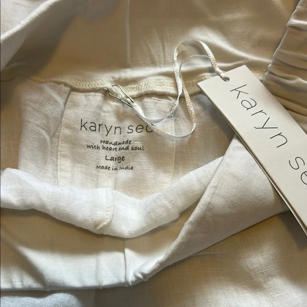 Karyn Seo Elegant White Linen Psnts - Picture 3 of 4